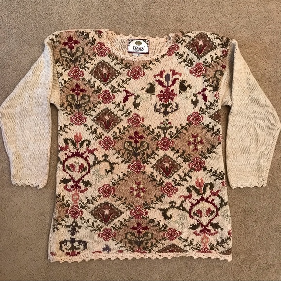 Tiara Sweaters Tiara International Sweater Womens Size Medium Vintage 9s Cottagecore